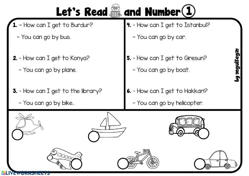 Transportation - Let's Read and Number