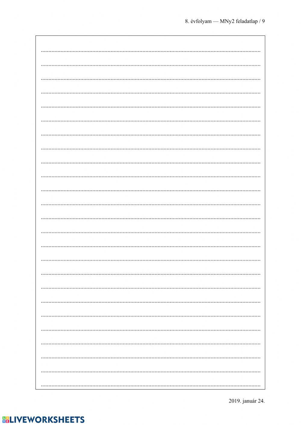 Magyar nyelvi feladatlap