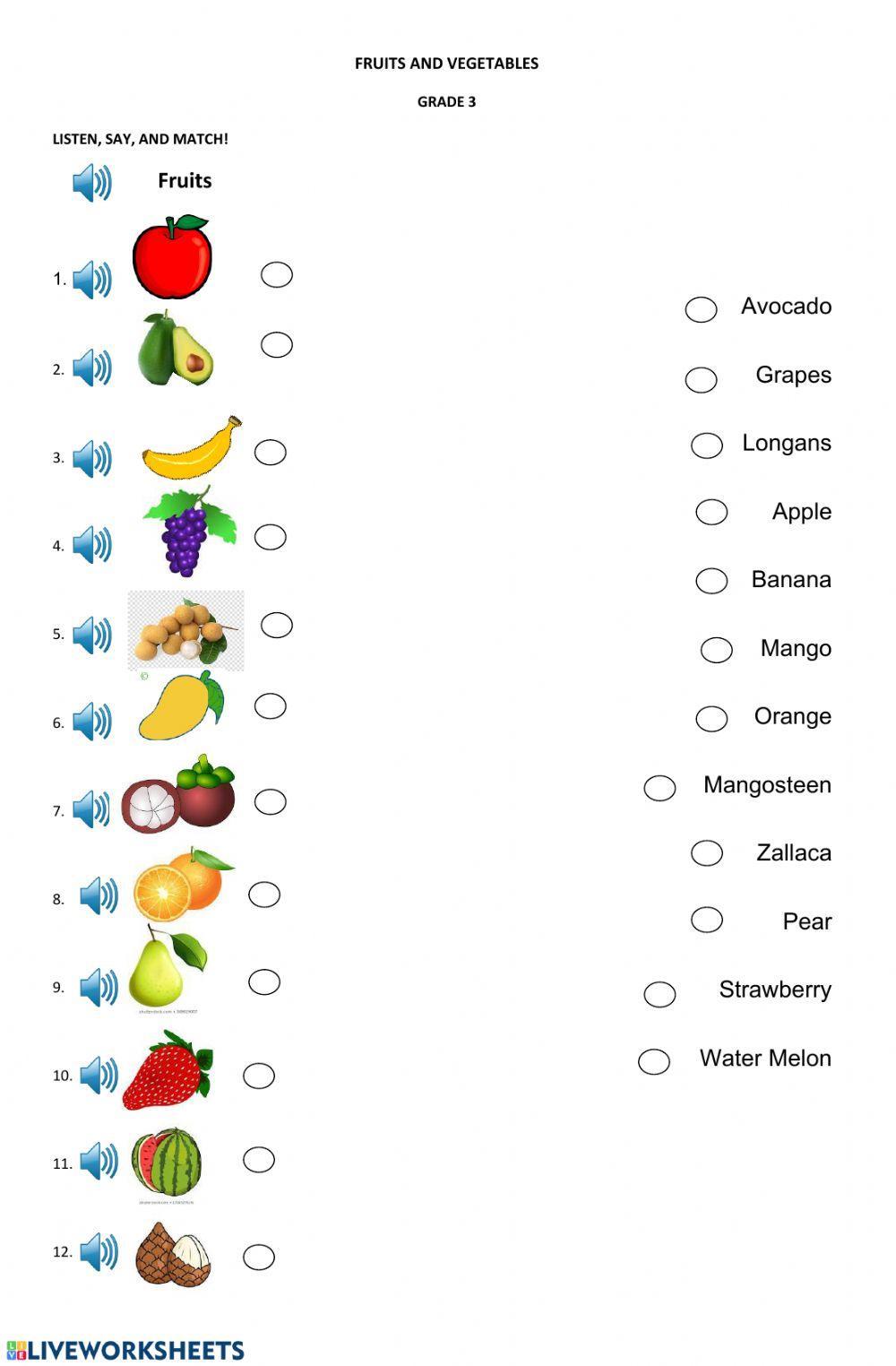 Fruits and vegetables