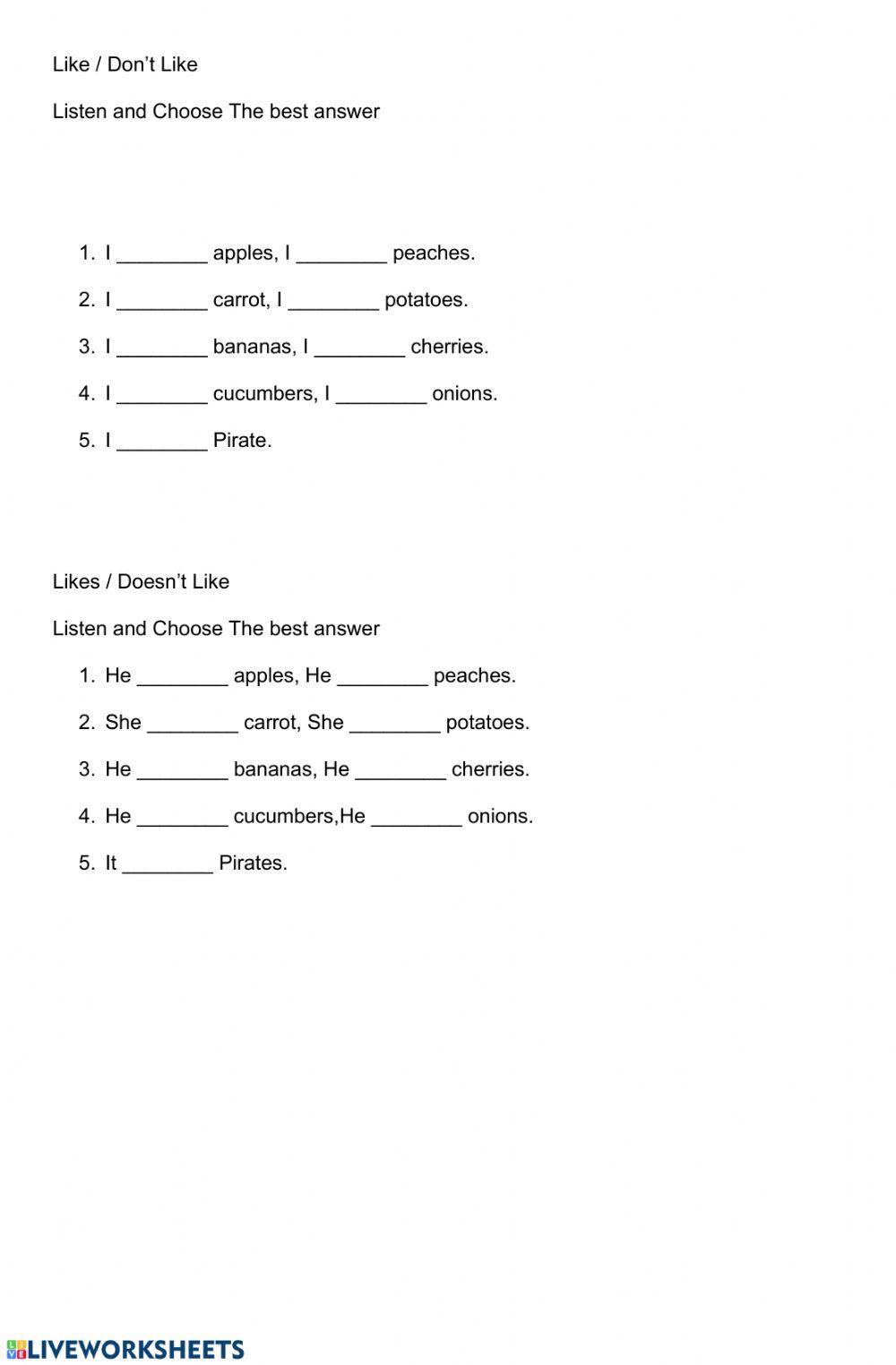 Fruits and vegetables