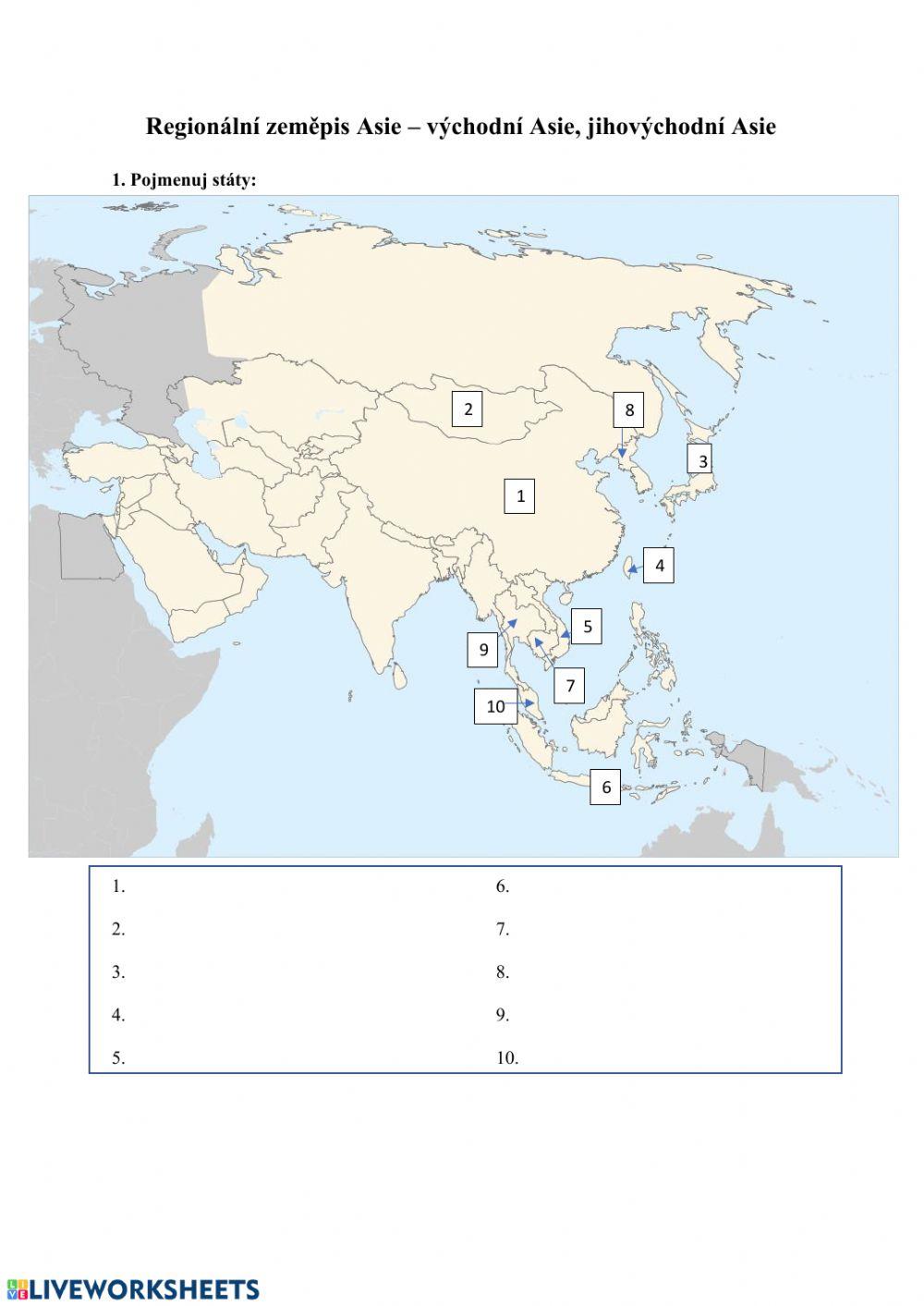Východní Asie, jihovýchodní Asie