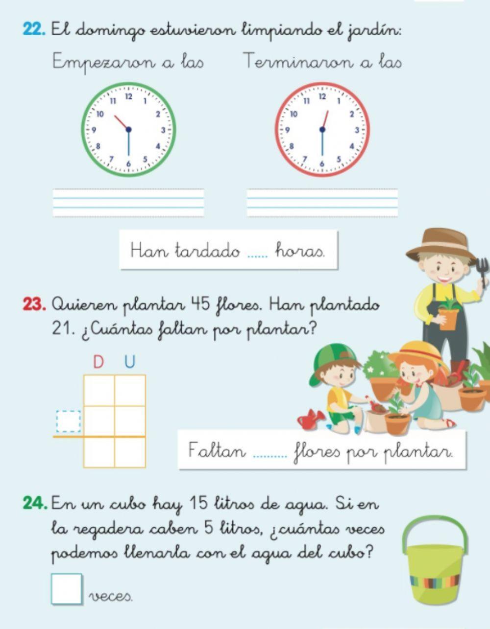 Problemas sencillos con las horas.