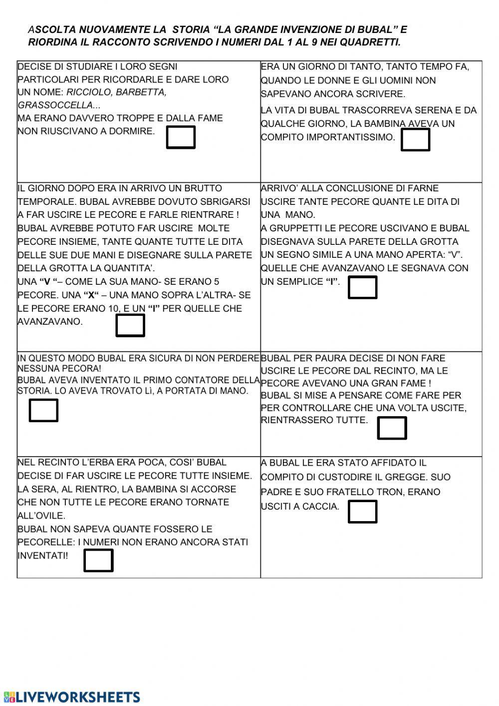 Riordina il racconto