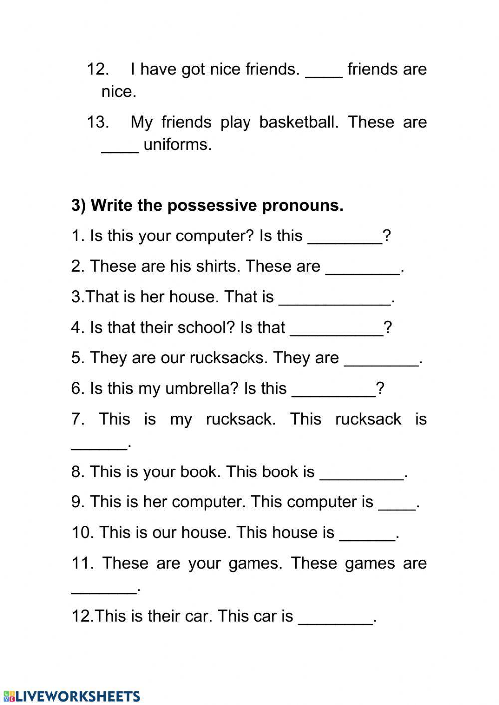 Possessive Adjectives and Pronouns