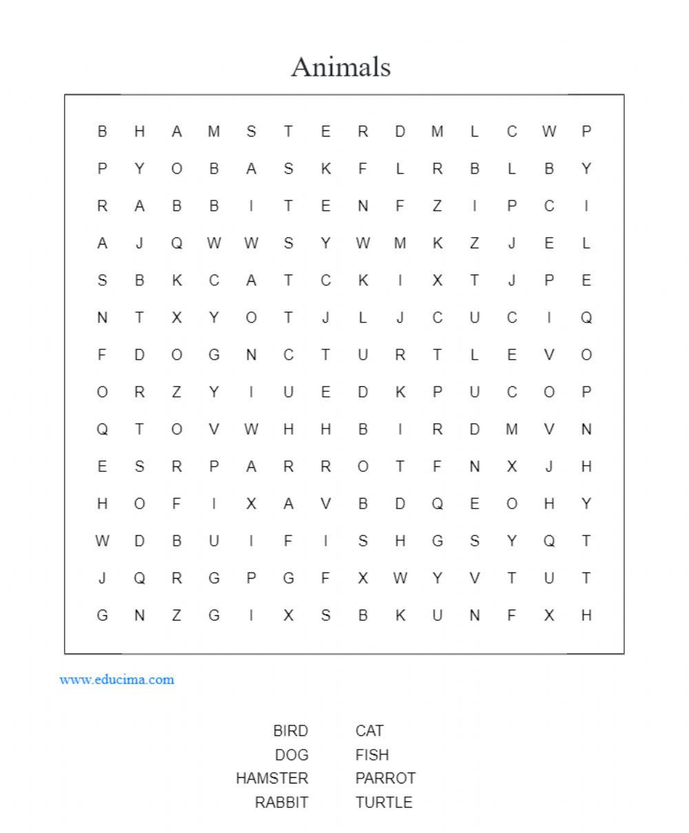 Wordsearch animals