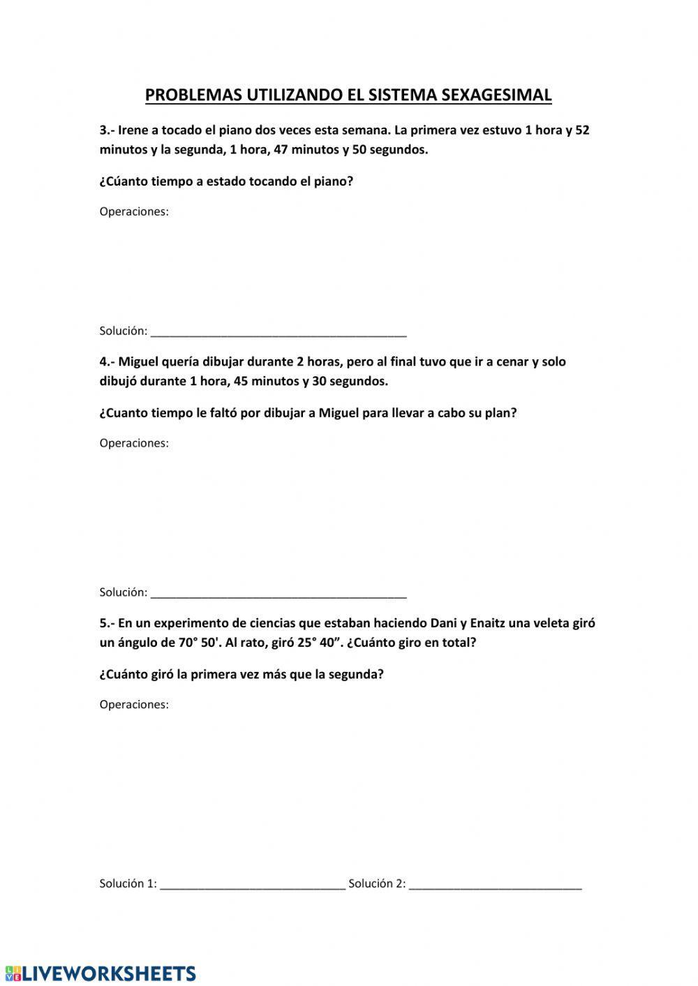 Problemas sistema sexagesimal