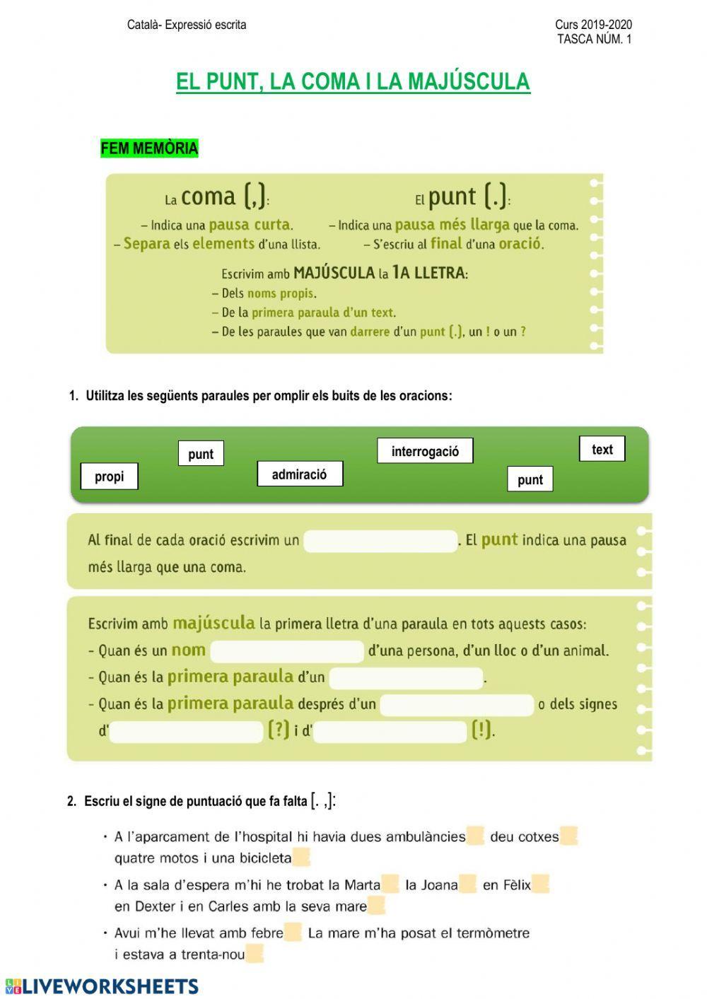 El punt, la coma i la majúscula