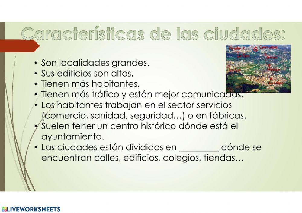 La localidad: ciudades