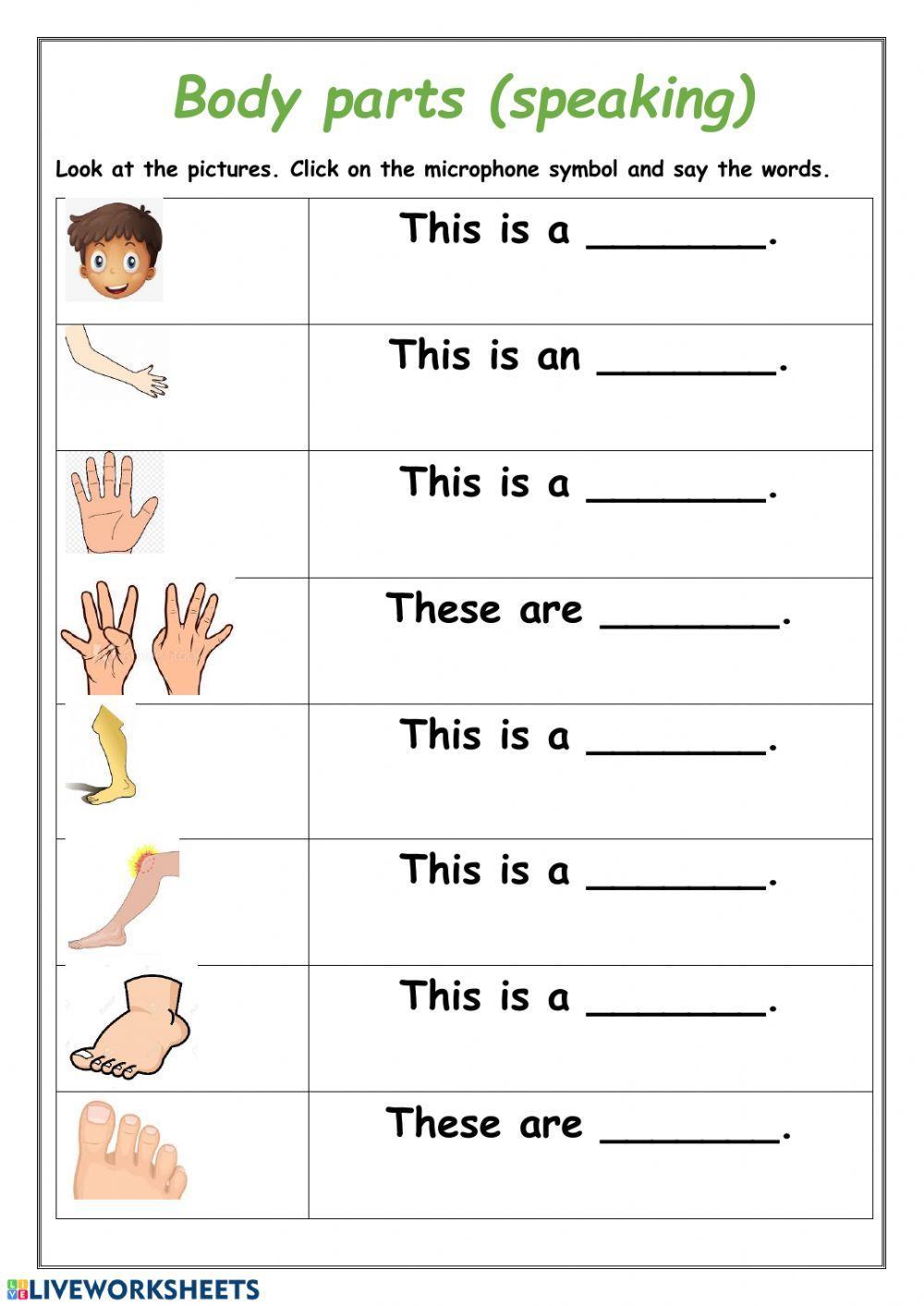 Body parts Speaking Sergio Ibarra Live Worksheets