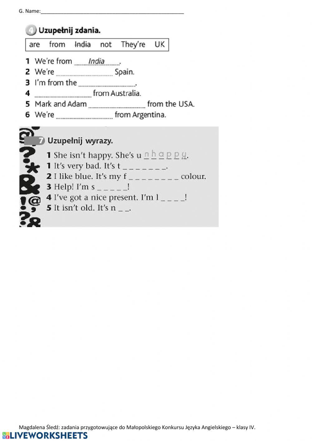 G 3-4 Zadania do konkursu klasa 4.