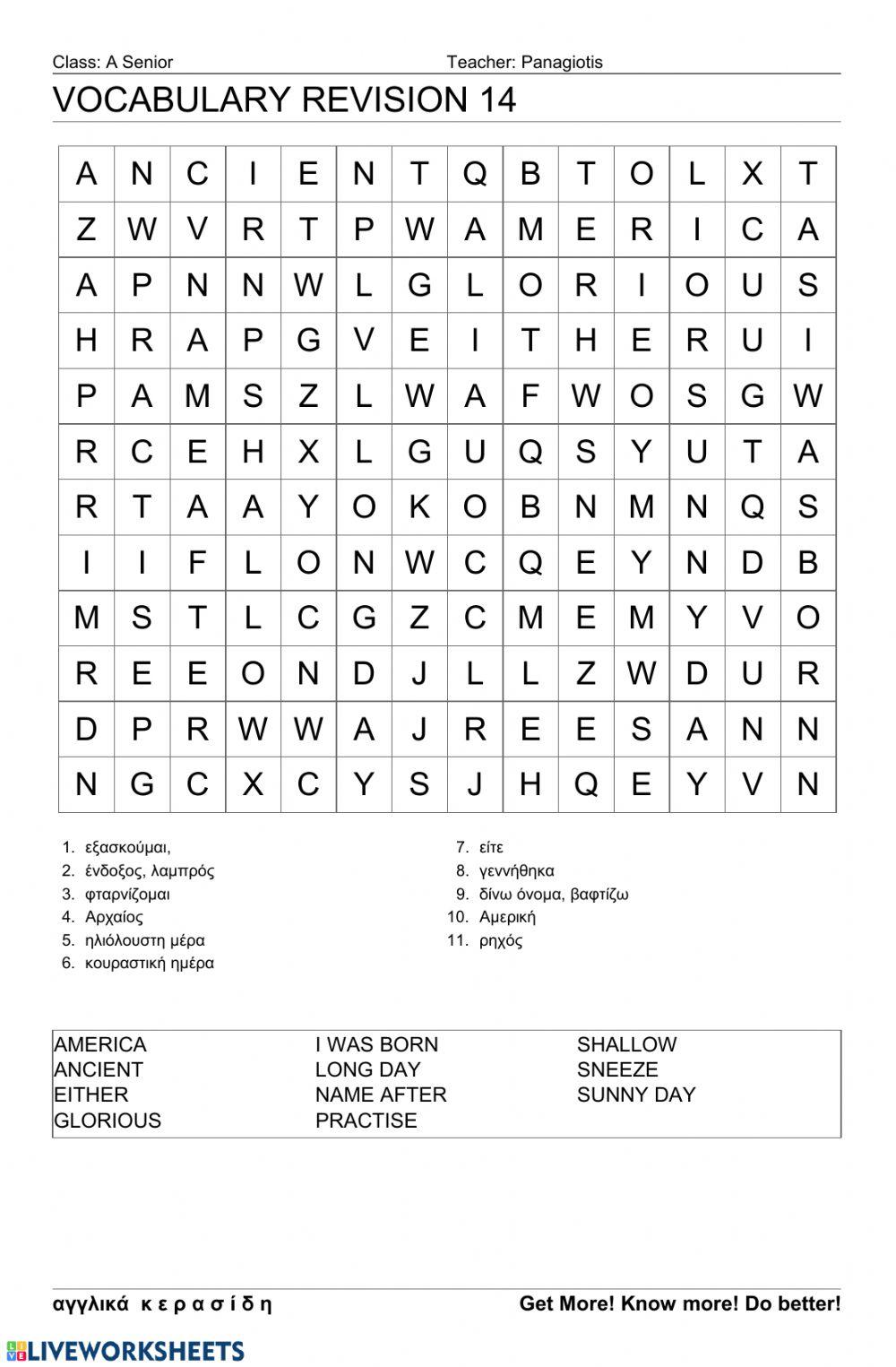Asenior Wordsearch 14