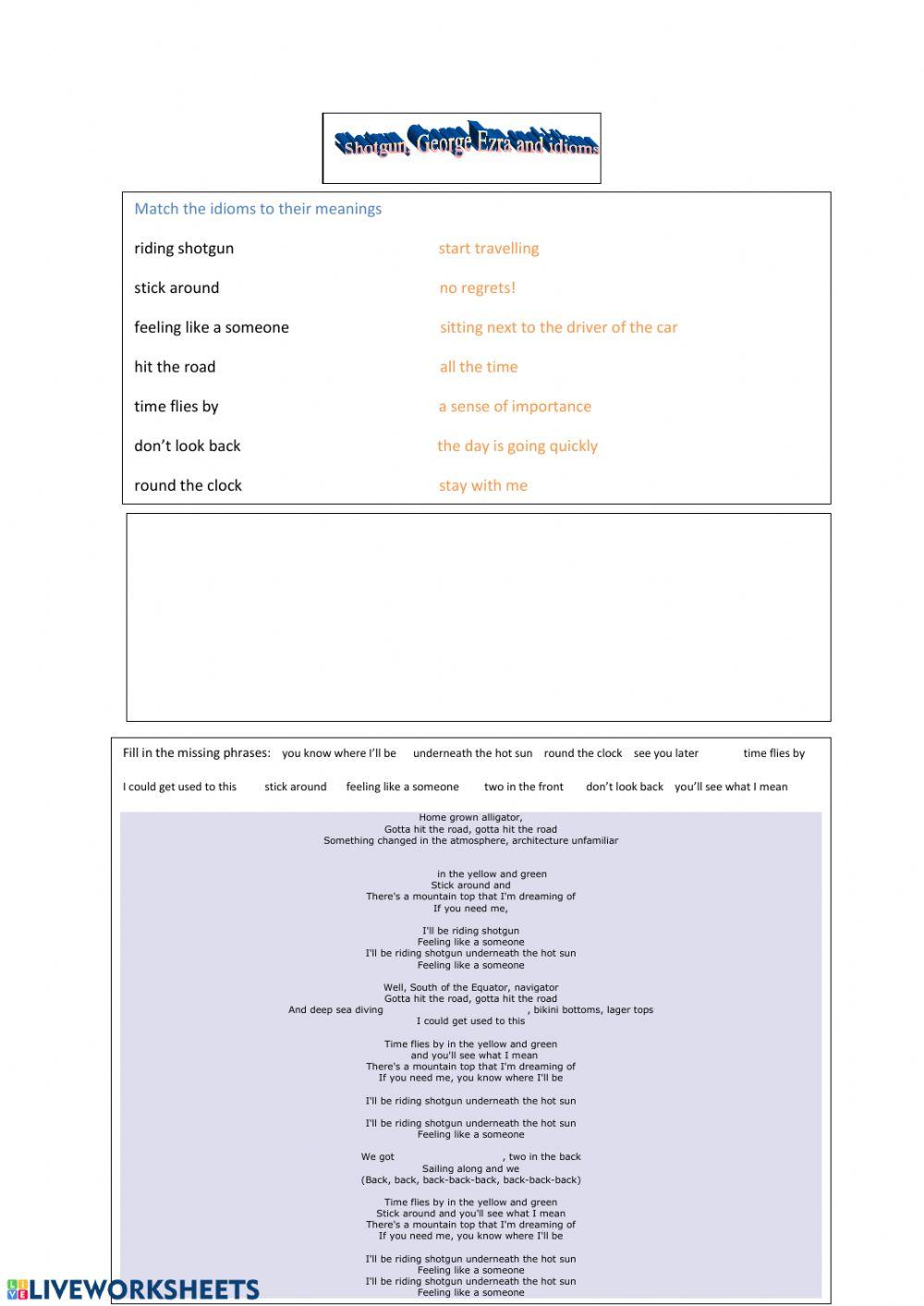 Shotgun, George Ezra and idioms