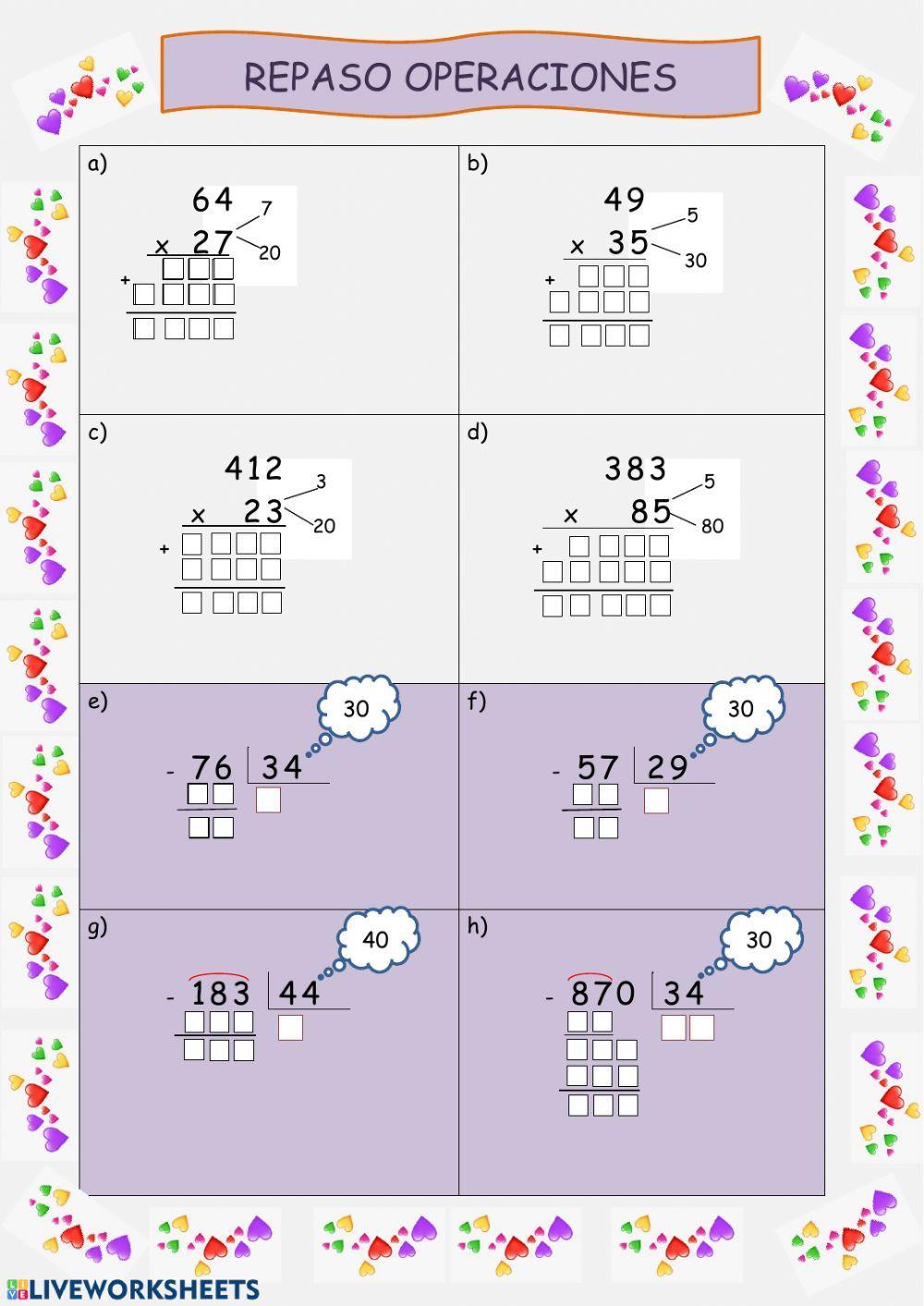 Multiplicaciones y divisiones por dos cifras