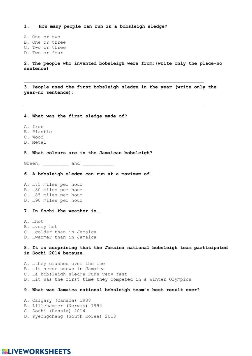 Reading comprehension