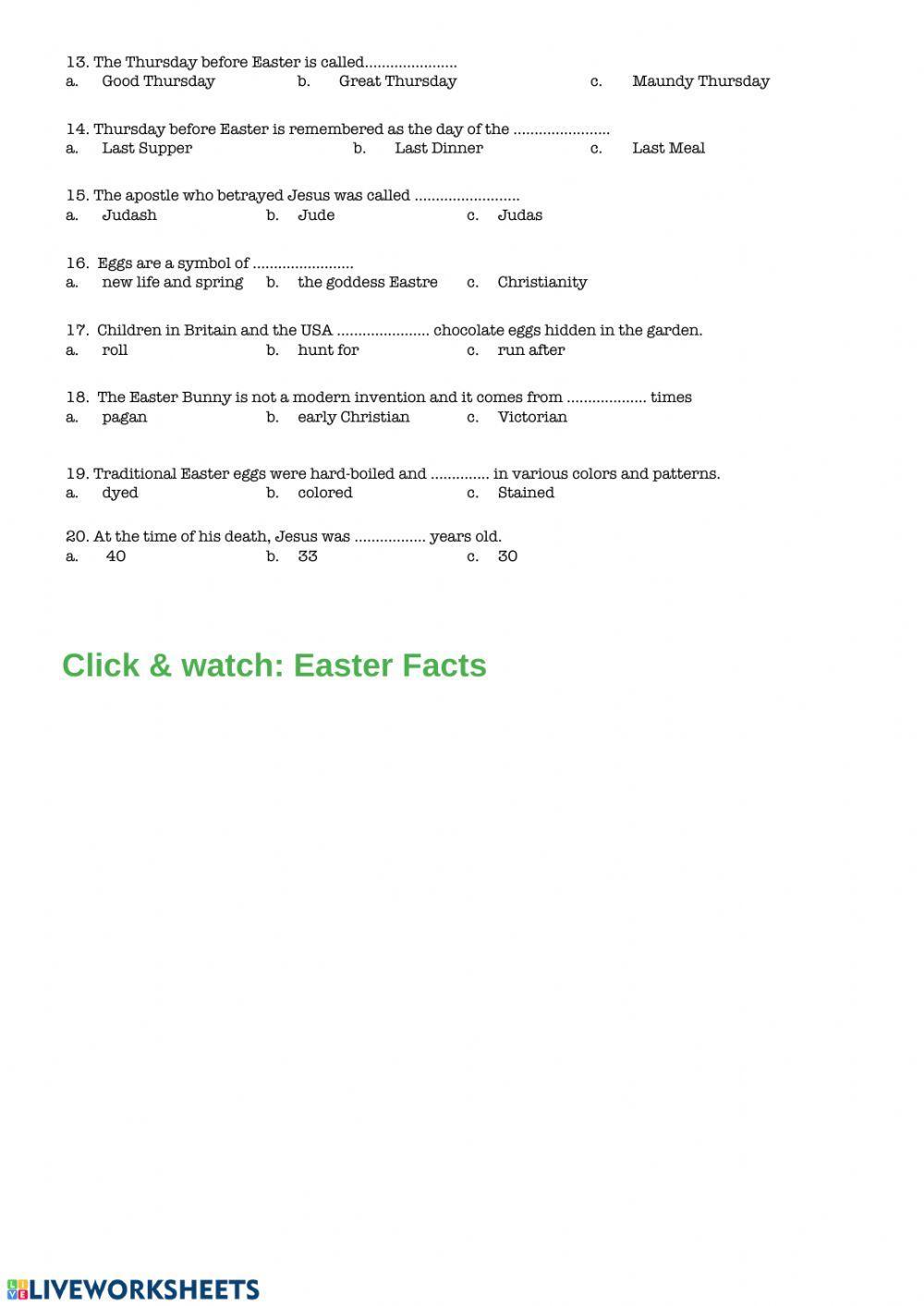 Easter quiz