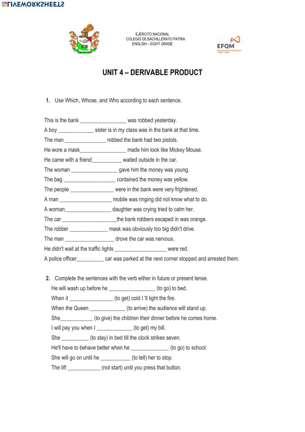 Unit 4 – derivable product