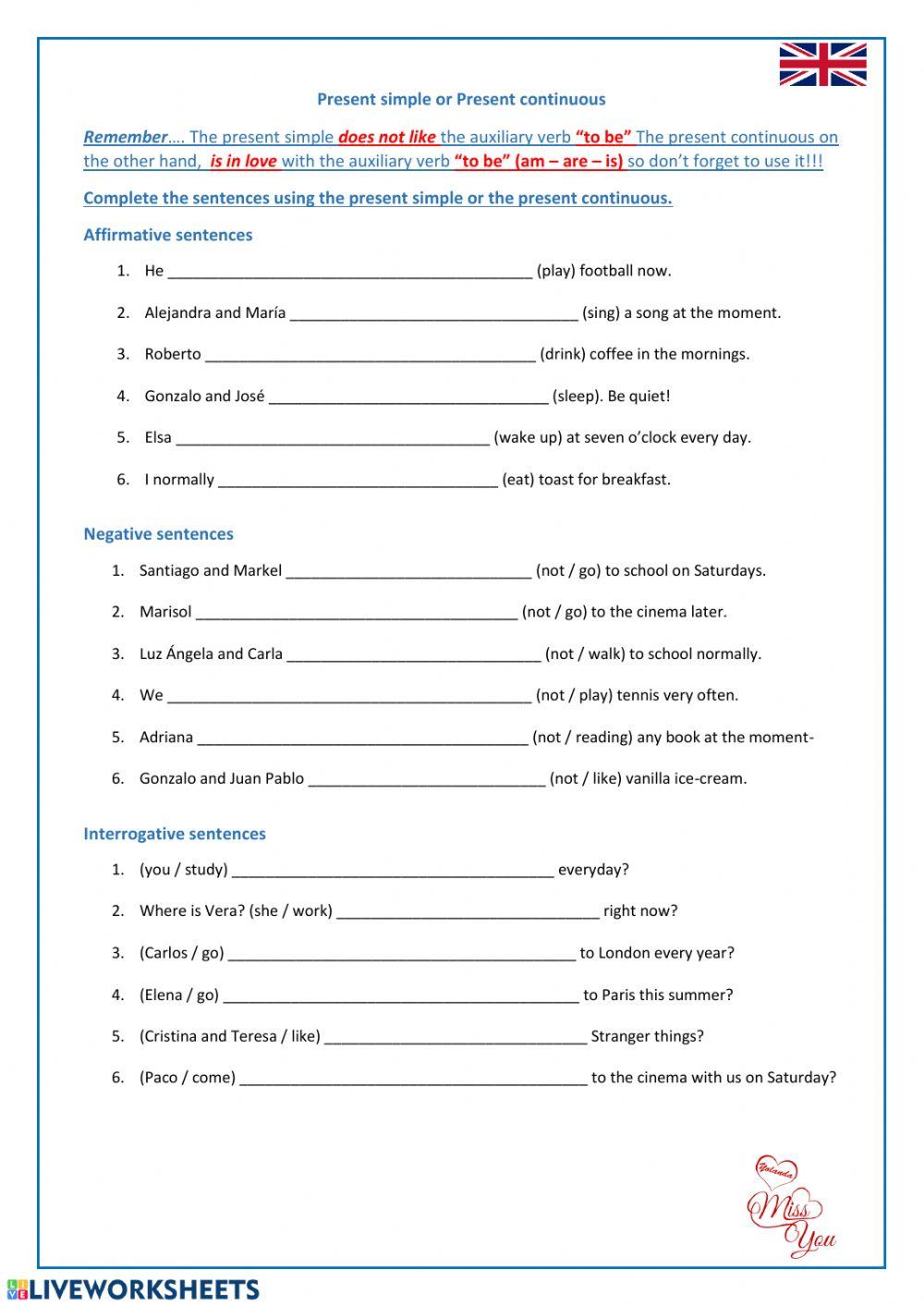 Present simple vs continuous