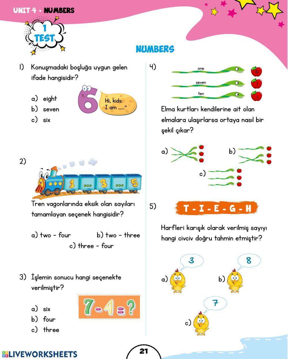 Twinkle Test Book - Unit4 Numbers