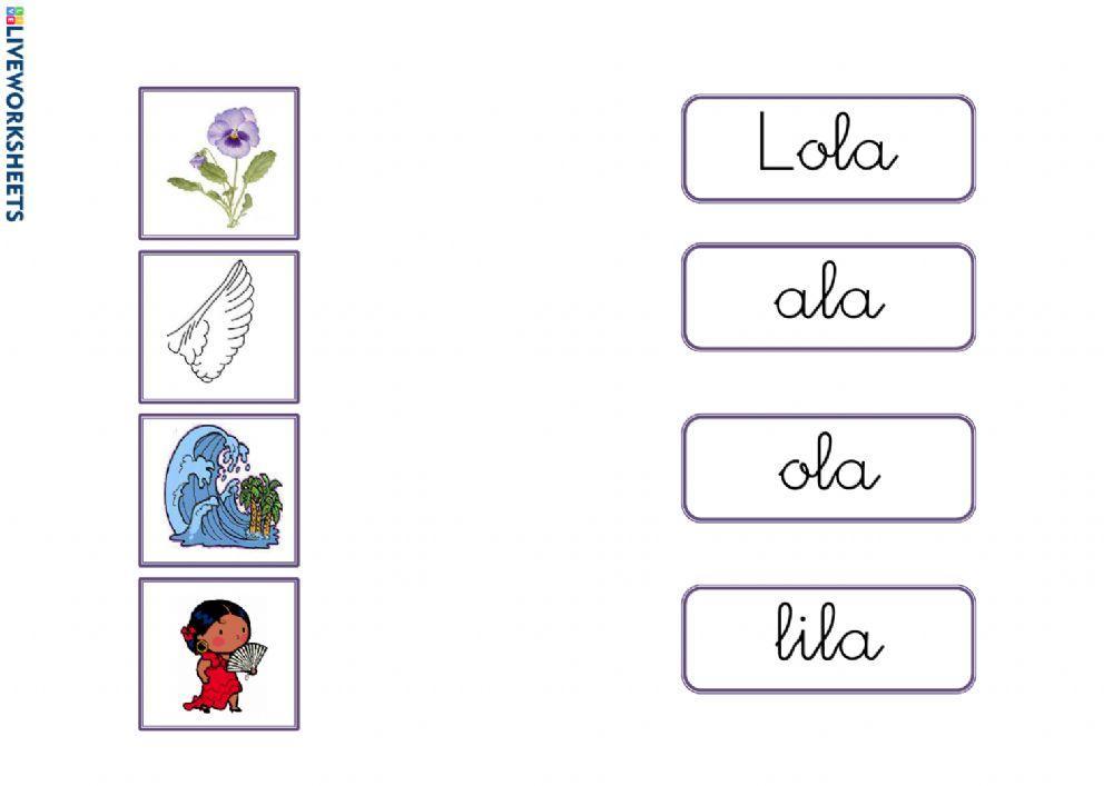 L asocia dibujo palabra