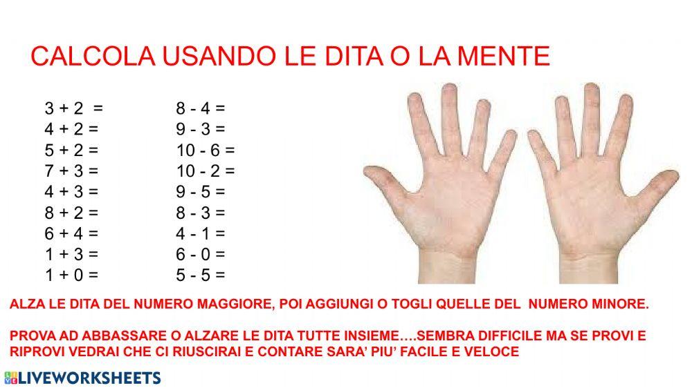 Contare con dita e testa