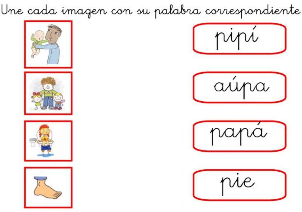 Asociar imagen palabra. Letra P