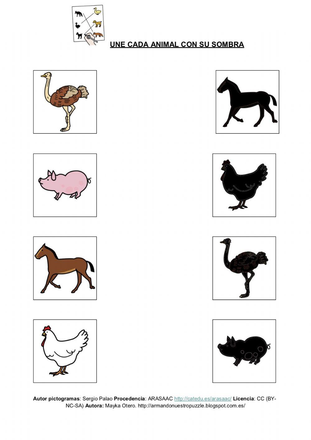 Asociar animal-sombra