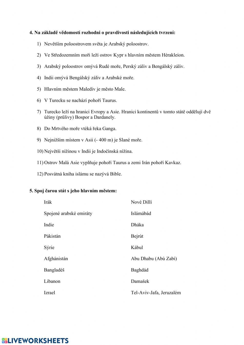 Jižní Asie, jihozápadní Asie