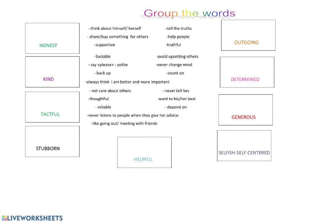 Personal Traits- Adjectives
