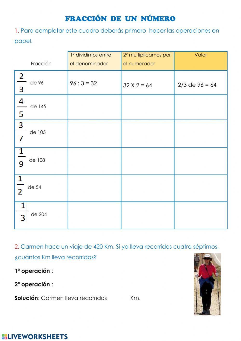 Fracción de un número Fracción de un número