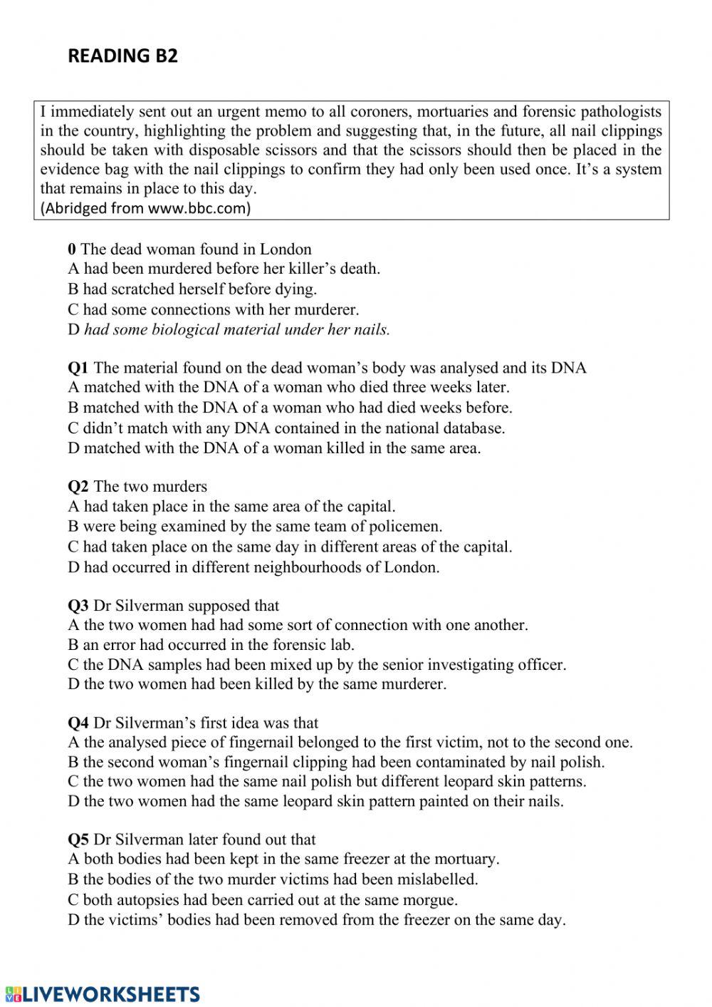 Reading comprehension