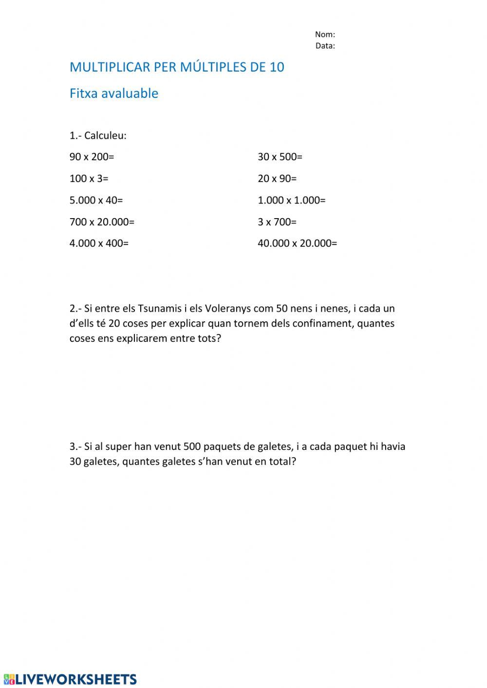 Multiplicar per múltiples de 10