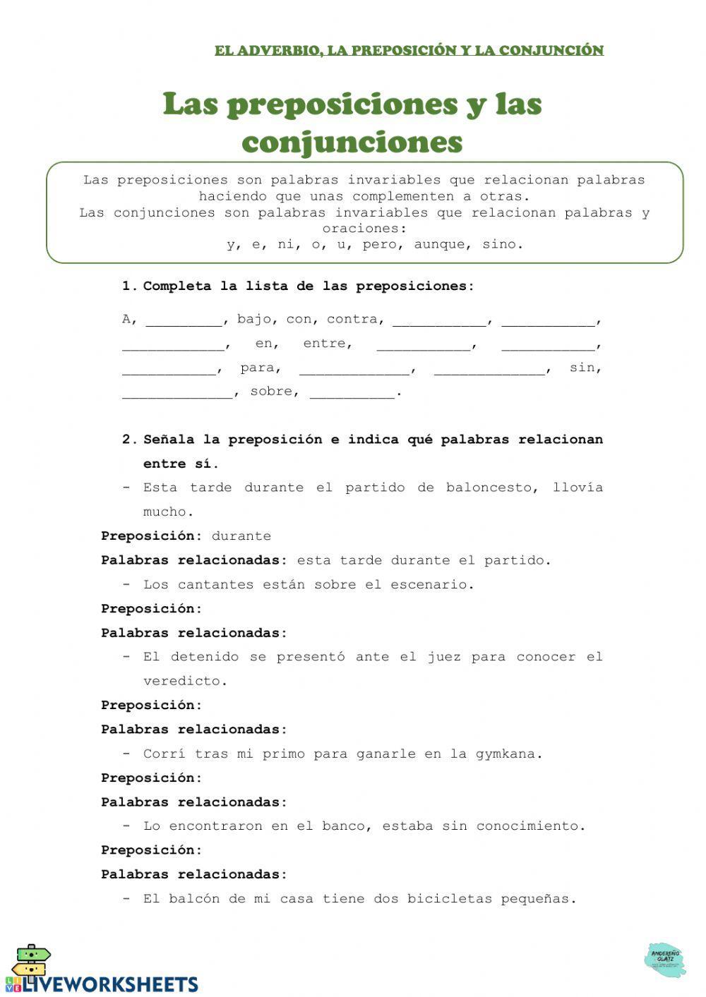 El adverbio, la preposición y la conjugación