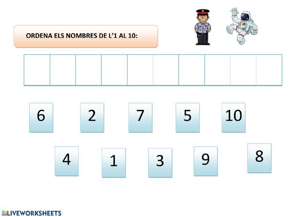 Ordena de l'1 al 10