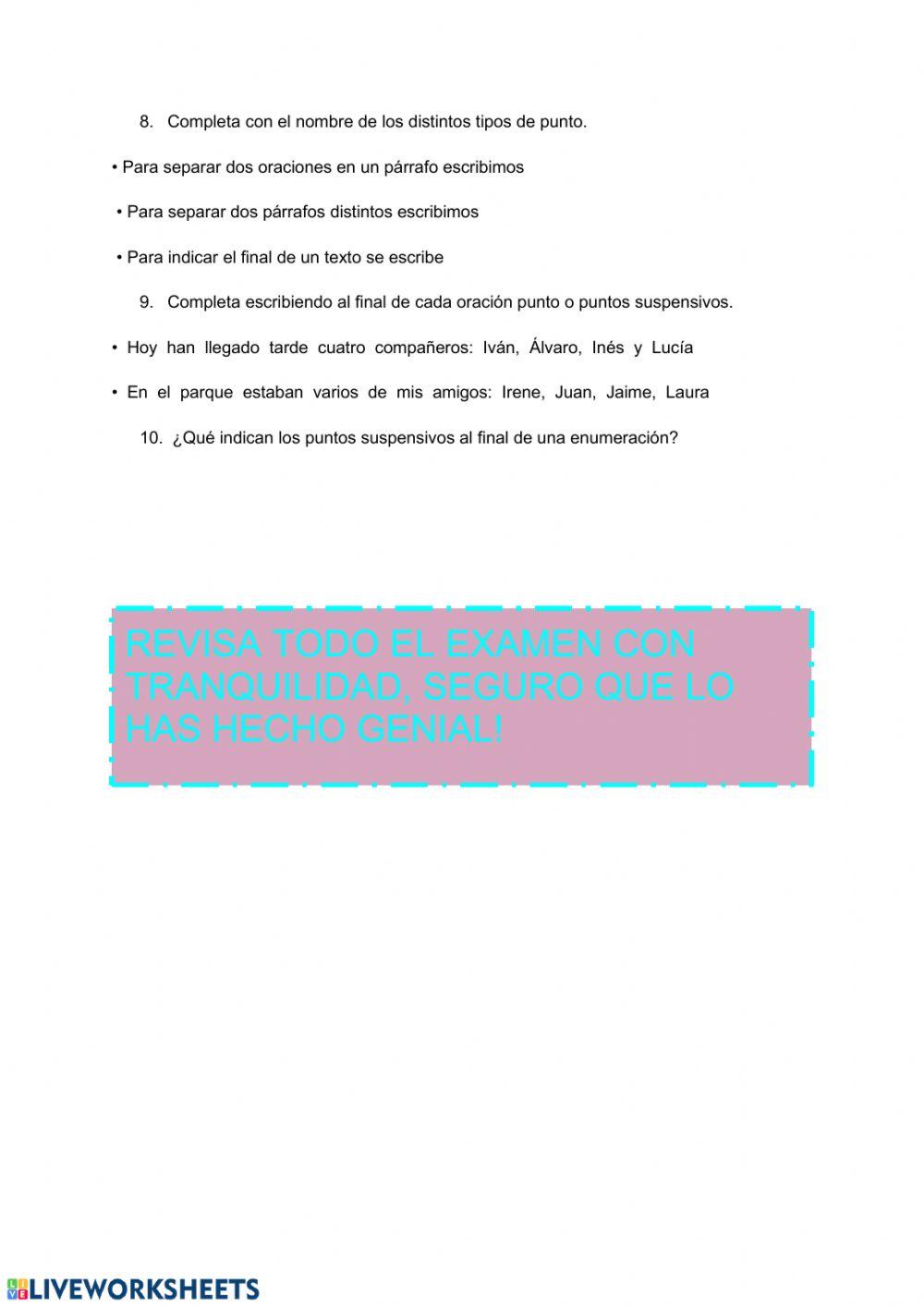 Examen lengua tema 11