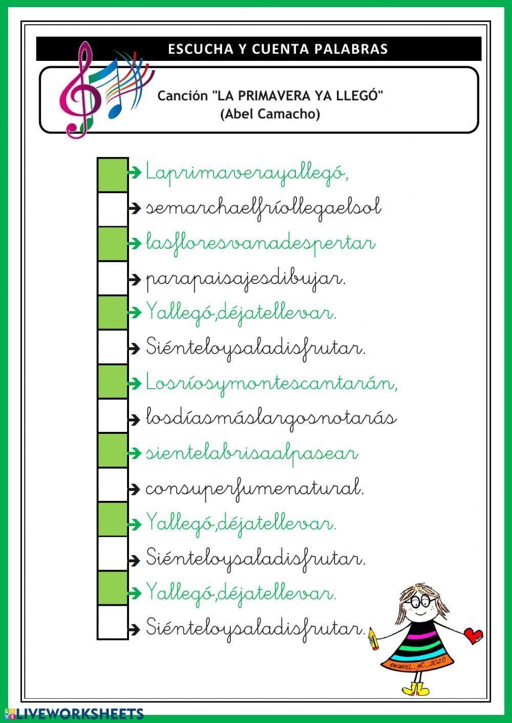 Escucha y cuenta palabras (la primavera ya llegó)