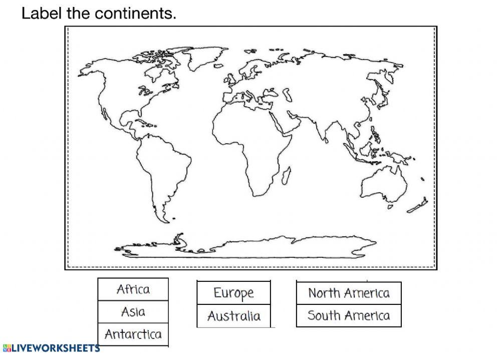 Label the continents