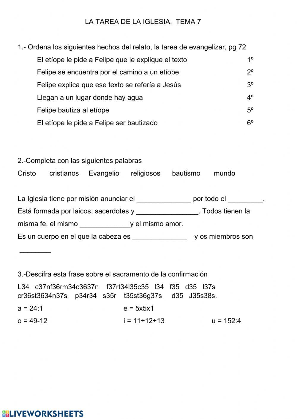 La tarea de la iglesia