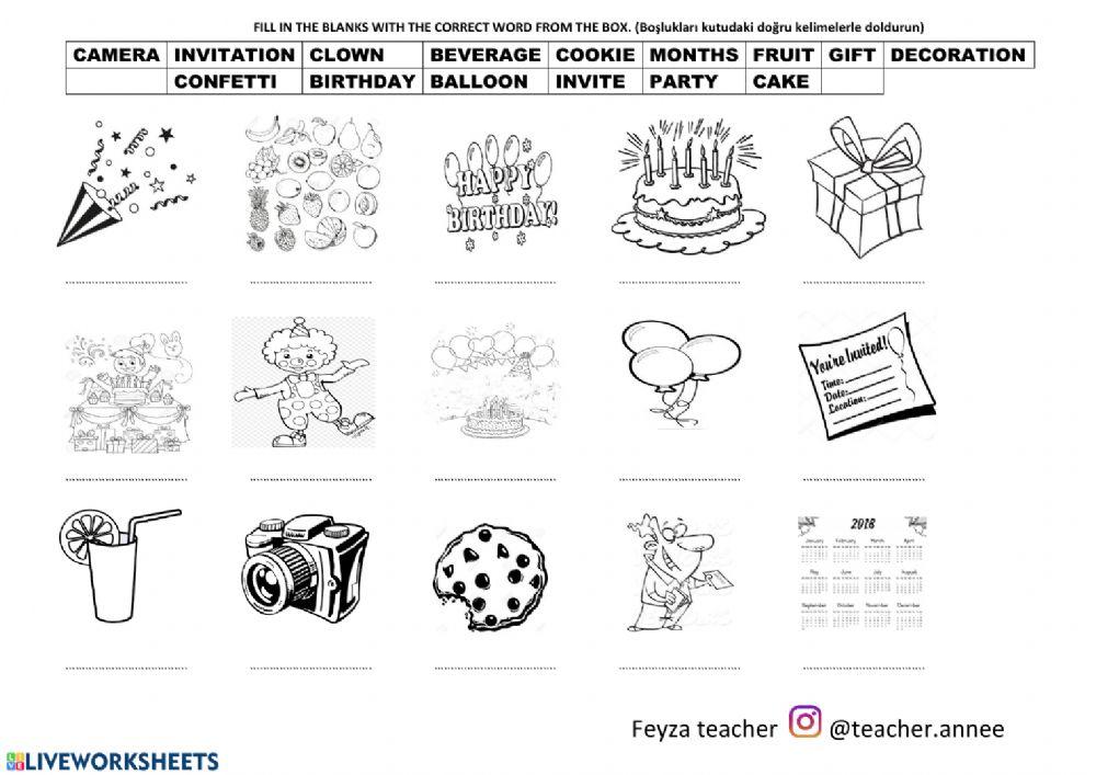 Feyza Teacher 5. Sınıf Party Time Vocabulary
