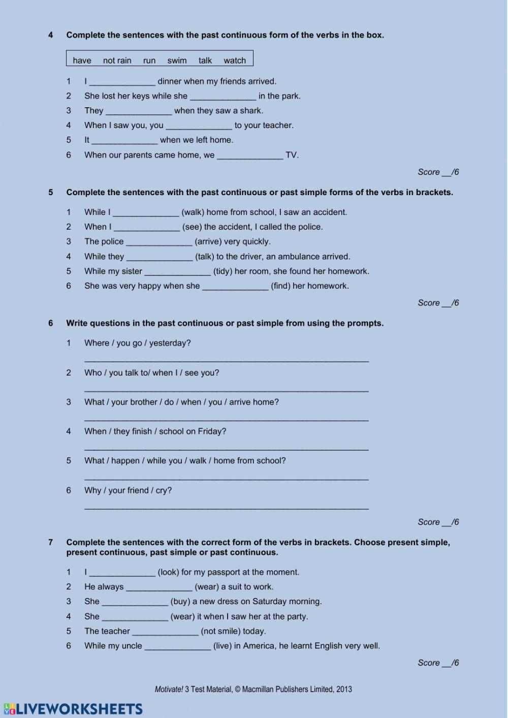 Motivate! 3 Progress Test Standard Unit 3