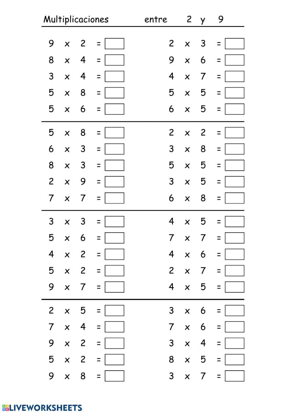 90633 Multiplicaciones una cifra MAROHER