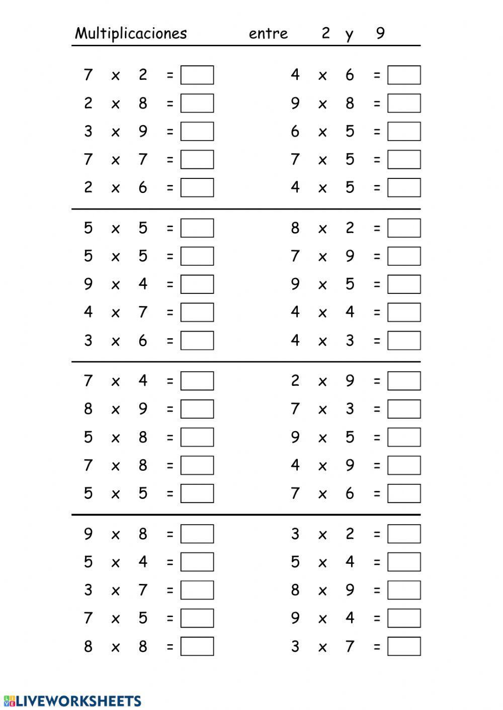 Multiplicaciones una cifra