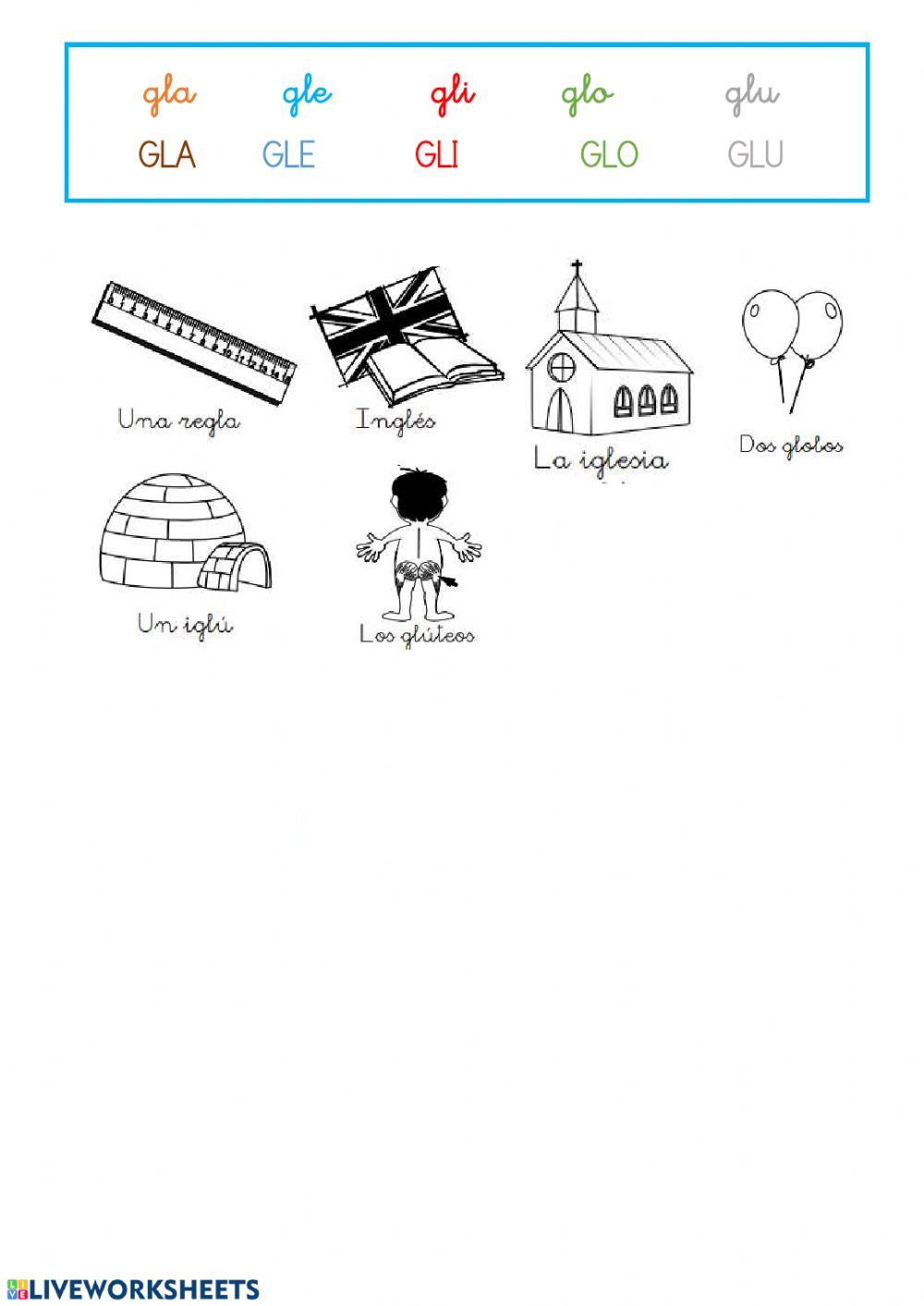 Gla gle gli glo glu