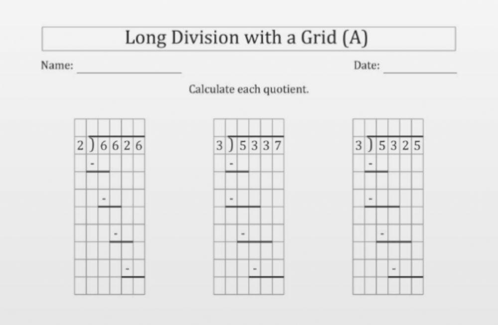 Long division with grid A
