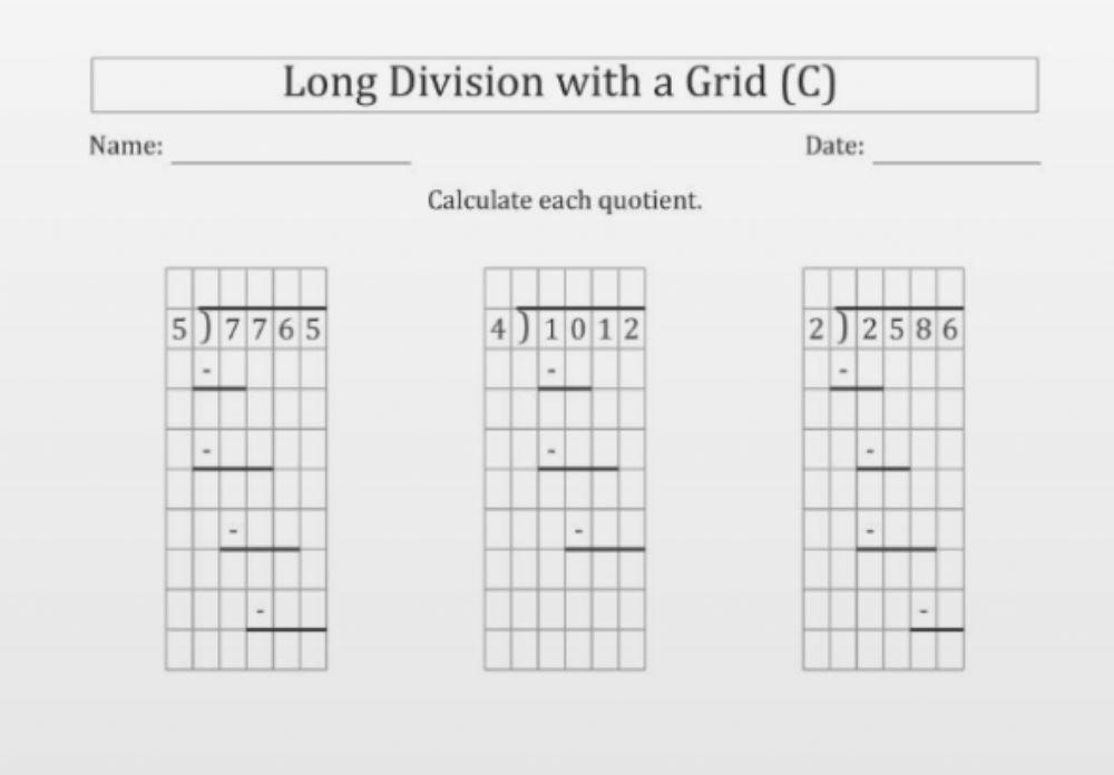 Long division with grid C