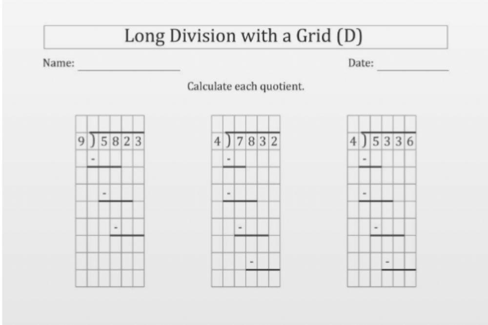 Long division with grid D
