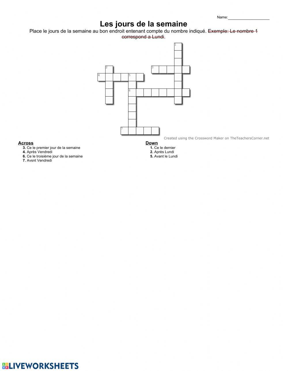 Les jours de la semaine