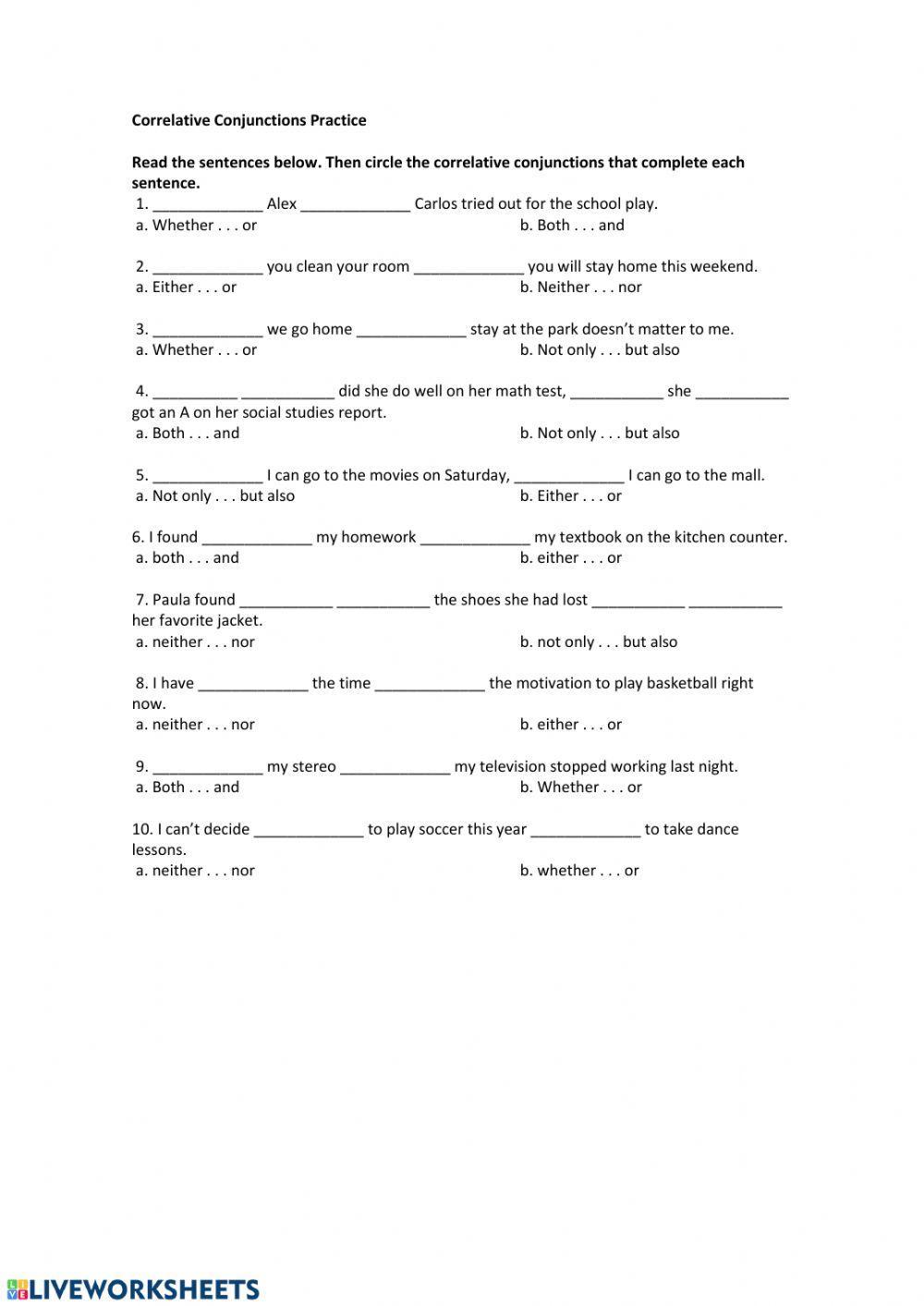 Correlative Conjunctions Correlative Conjunctions