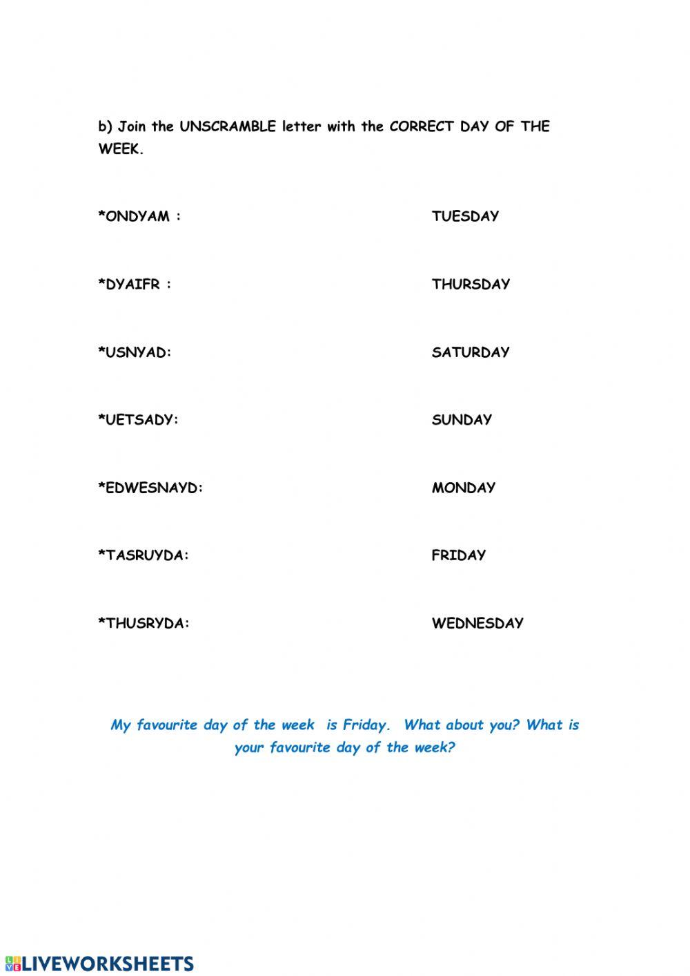 Days of the Week