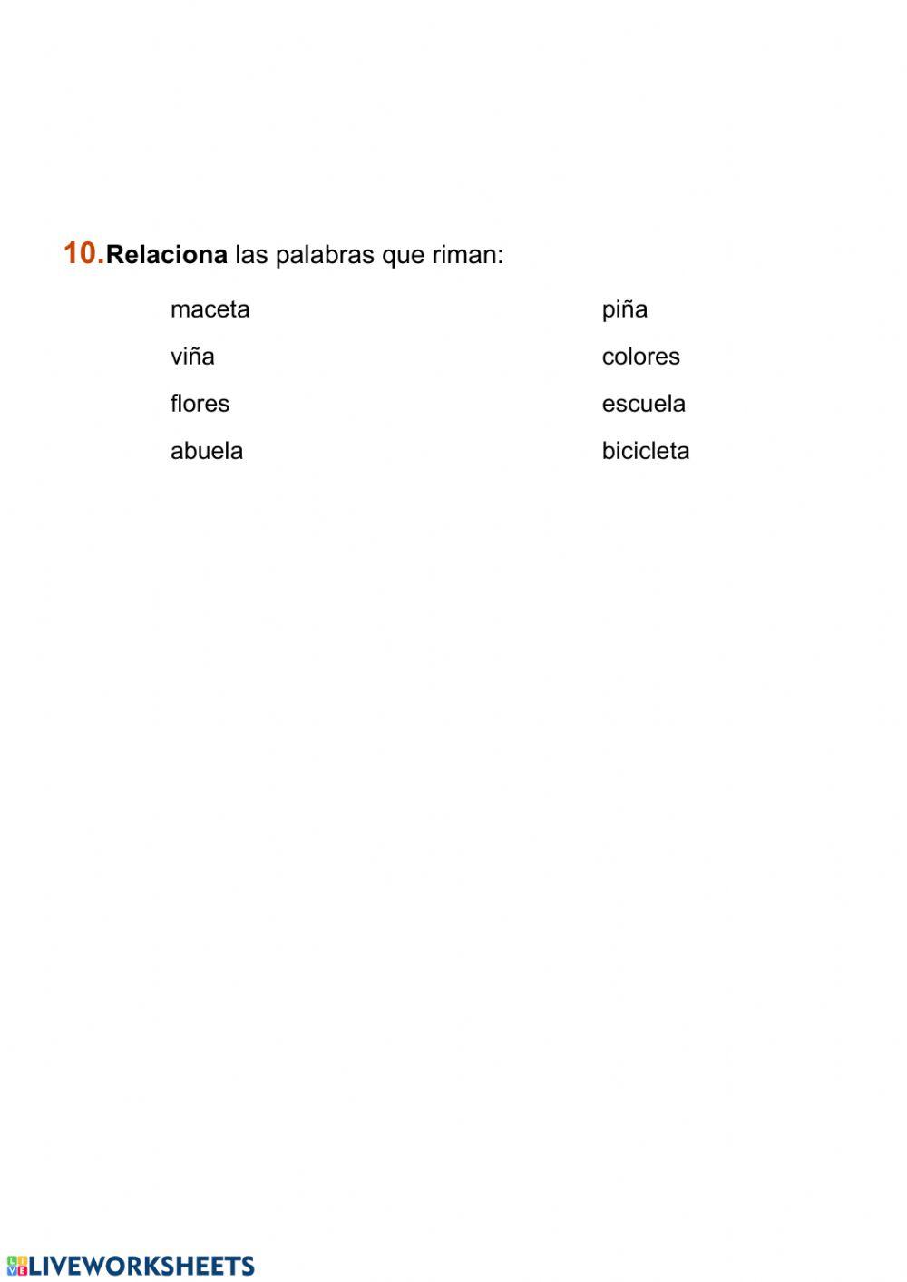 Control Lengua 2º Tema 10