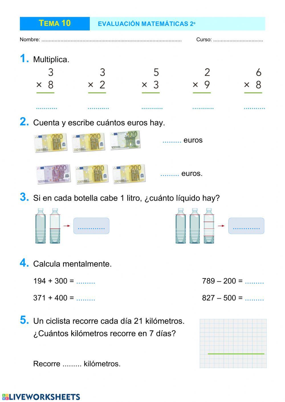 Control Matemáticas 2º Tema 10